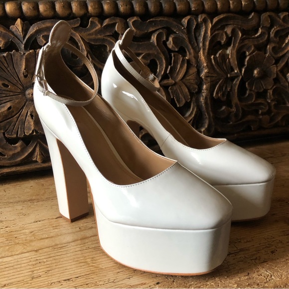 New NWT Schutz Renee Off White Patent Mary Jane Heel Platform Pump 11B $178 - Picture 6 of 17